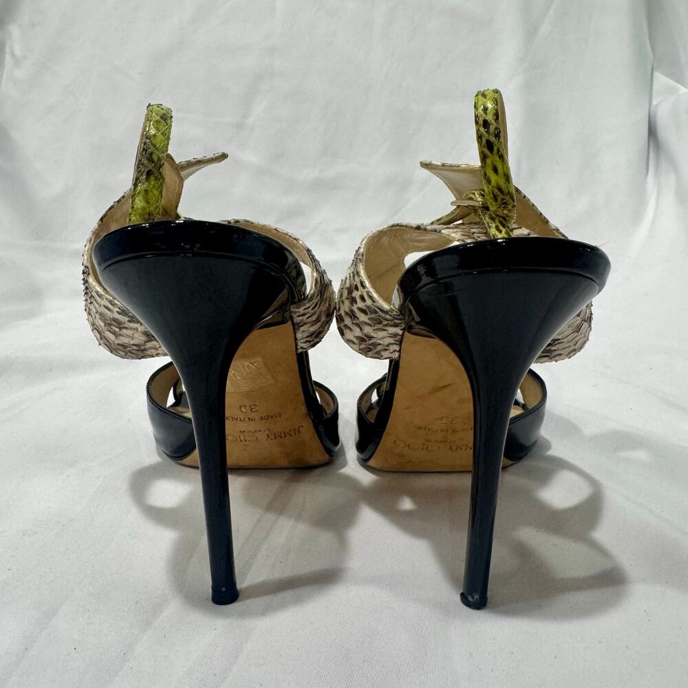 Jimmy Choo Python Snakeskin Patent Leather Ankle Strap Heels EU 39 - Picture 4 of 10